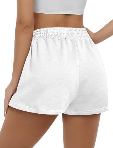 Buauty Womens Sweat Shorts, Summer Lounge Cotton Drawstring Shorts with Pockets Athletic Running Active Elastic Shorts 2024