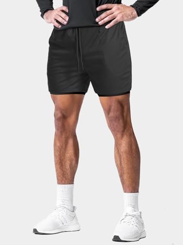 Men's Gym Shorts with Liner - 5" Lightweight Running Shorts Mesh Workout Athletic Shorts with 5 Pockets