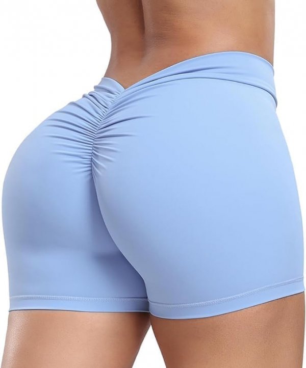 Workout Scrunch Shorts Women V Back Gym Shorts Butt Lifting Shorts Seamless