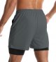 Men's 2 Pack Gym Shorts 2 in 1 Running Shorts 7" Quick Dry Training Athletic Workout Shorts with 5 Pockets