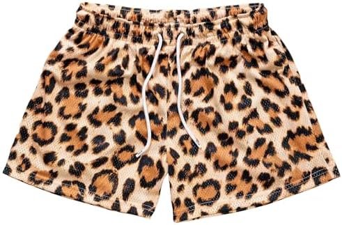 Men's Casual Graphic Shorts Leopard Print Drawstring Running Gym Lightweight Athletic Shorts