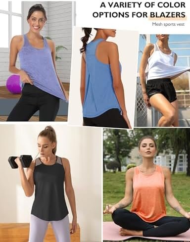 Workout Tops for Women, Racerback Tank Tops for Women Athletic Tank Tops Mesh Yoga Shirt Running Sleeveless Gym Cloth