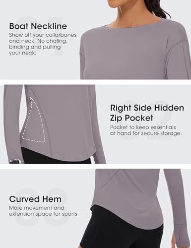 Women's Long Sleeve Running Shirts Workout Tops UPF 50+ Sun Shirt Quick Dry Athletic T-Shirts with Watching Window