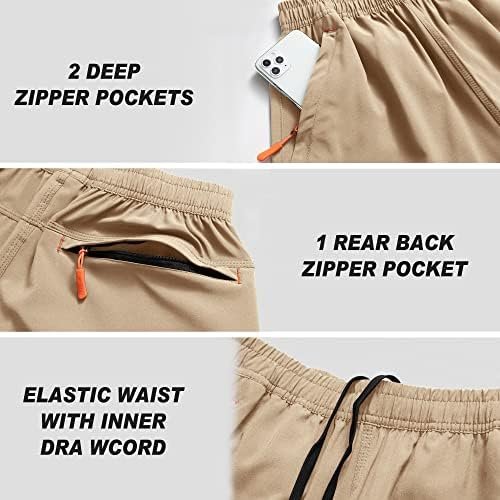 Men's Gym Shorts Sports Quick Dry Workout Running or Casual Training Short with Zipper Pockets