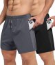 2 Pack Men's Gym Workout Shorts - 5" Quick Dry Athletic Running Shorts for Casual Basketball with Zipper Pockets