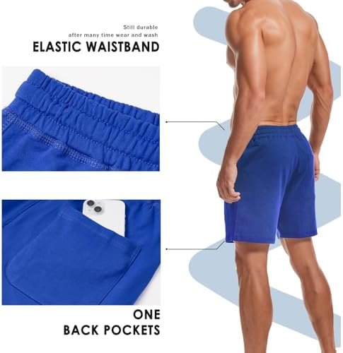 Mens Athletic Workout Shorts 5.5" Cotton Casual Shorts Elastic Waist Joggers Sports Sweat Shorts