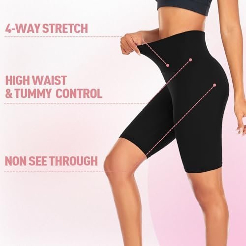 High Waisted Shorts for Women-8" Tummy Control Fitness Athletic Workout Running Yoga Gym Shorts