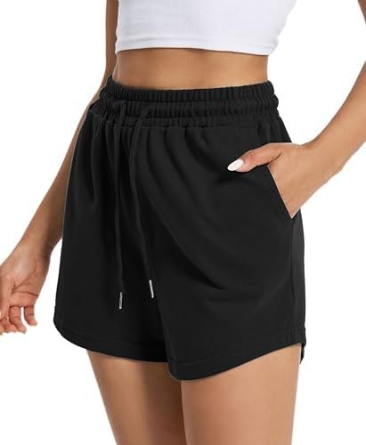 Women's Sweat Shorts Comfy Lounge Running Shorts Gym Summer Casual High Waisted Athletic Shorts with Pockets