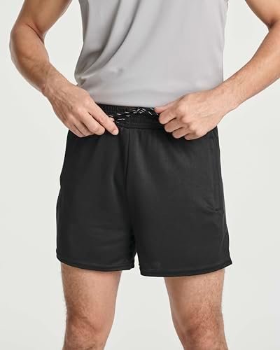 4 Pack: Men's 3" Inch Mesh Running Shorts with Zipper Pockets - Quick Dry Gym Athletic