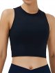 Womens Sport Bras High Neck Removable Padded Yoga Crop Tops Longline Workout Tank Tops