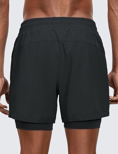 2 in 1 Mens Athletic Shorts 5" with Liner Quick Dry Lightweight Running Sports Gym Shorts with Pockets