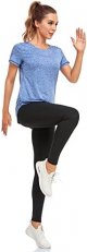 Women's Short Sleeve Workout Shirts Crewneck Sports Yoga Running Dry Fit Tops Side Split Tee