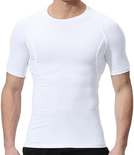 Men's Compression Shirts Workout Sports Short Sleeve Running Tops Cool Dry Tight T-Shirt Baselayer Gym Undershirts