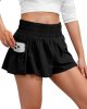 Womens High Waisted Athletic Running Shorts Workout Gym Water-Resistant Quick Dry Flowy Shorts with Side Pockets