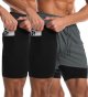 Men's 2 Pack Gym Shorts 2 in 1 Running Shorts 7" Quick Dry Training Athletic Workout Shorts with 5 Pockets