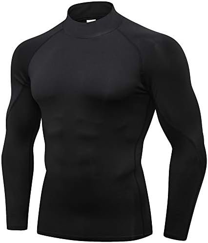 Men's Mock Compression Shirt UPF 50+ Long Sleeve Turtleneck Undershirts Baselayer Athletic Running T-Shirts Top