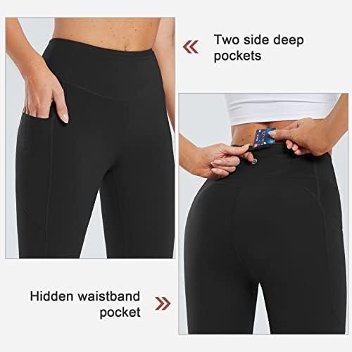 Women's 10"/ 12" Long Yoga Compression Shorts High Waist Knee Length Spandex Workout Shorts with Pockets Soft