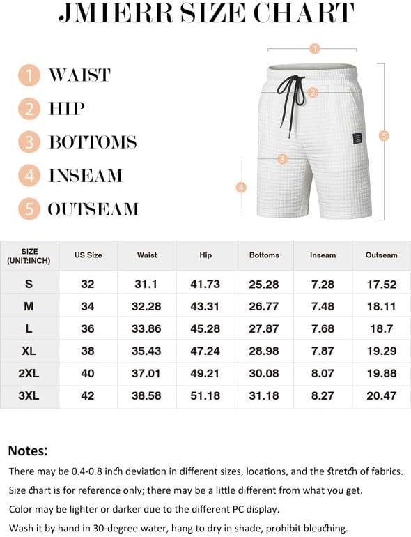 Mens Sweat Shorts Casual Stretch Elastic Waist Waffle Workout Gym Short 7 inch Inseam Running Short with Pocket