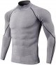 Men's Athletic Compression Shirt - Mock Neck Long Sleeve Gym Tops Workout Running Quick Dry Base Layer Sports T-Shirt