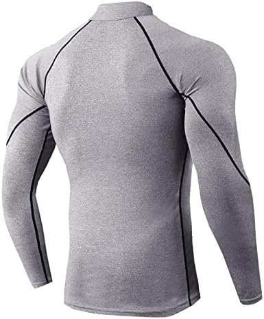 Men's Athletic Compression Shirt - Mock Neck Long Sleeve Gym Tops Workout Running Quick Dry Base Layer Sports T-Shirt