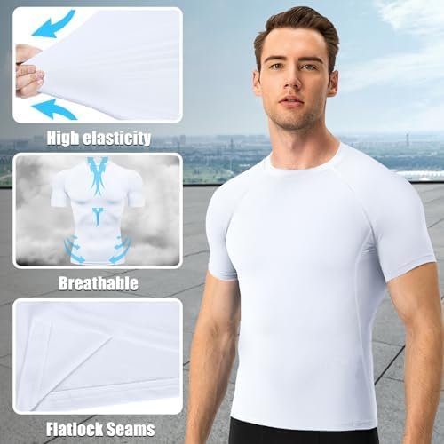 Men's Compression Shirts Workout Sports Short Sleeve Running Tops Cool Dry Tight T-Shirt Baselayer Gym Undershirts