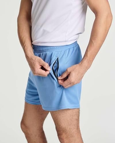 4 Pack: Men's 3" Inch Mesh Running Shorts with Zipper Pockets - Quick Dry Gym Athletic