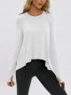 Women Curved Hem Long Sleeve Workout Crop Tops Trendy Athletic Yoga Gym Shirts with Thumb Hole 2024