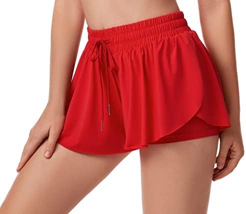 Athletic Shorts for Women Running Tennis Sports Shorts 2-in-1 Double Layer Quick-Drying Comfy Shorts Skort