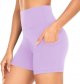 Women's 5" High Waist Shorts-Workout Yoga Running Gym Spandex Tummy Control Shorts Side Pockets