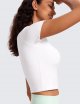 Short Sleeve Shirts for Women Scoop Neck Casual Crop Tops Workout Yoga Basic Slim Fit T-Shirts